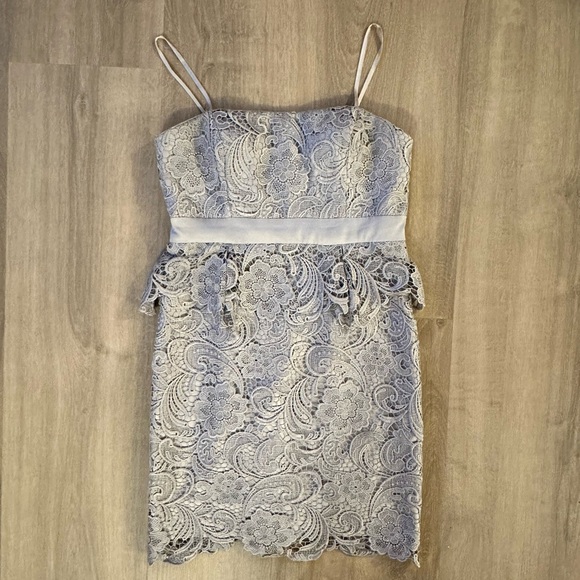 Adrianna Papell Dresses & Skirts - Adrianna Papell Lace Mini Dress in Soft Silver Gray